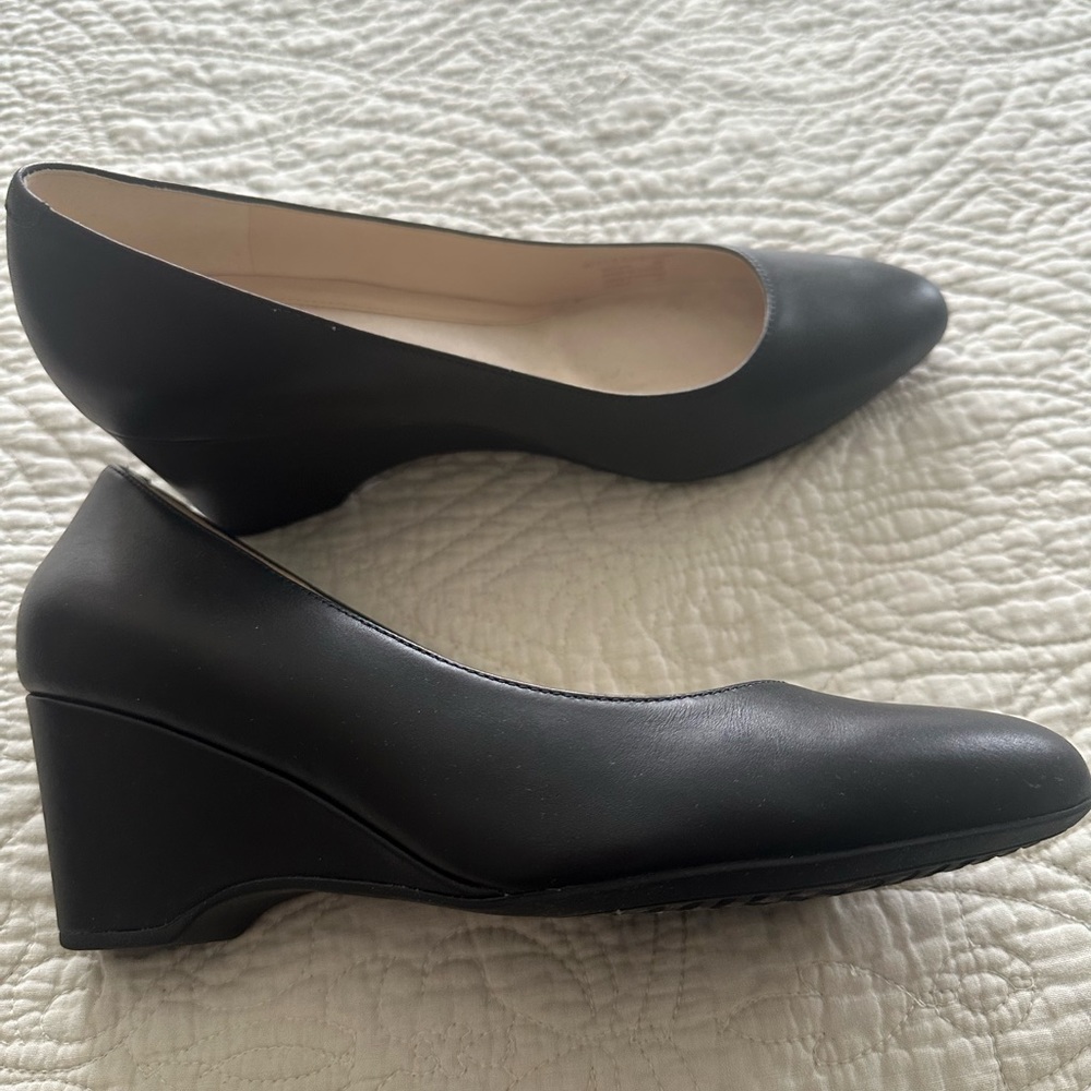 Cole Haan black wedge pumps